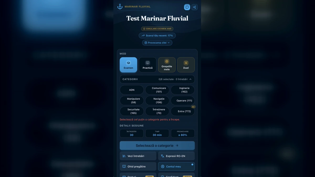 Aplicația Marinar Fluvial – teste, întrebări și statistici pentru examenul ANR Aplicația Marinar Fluvial – teste, întrebări și statistici pentru examenul ANR