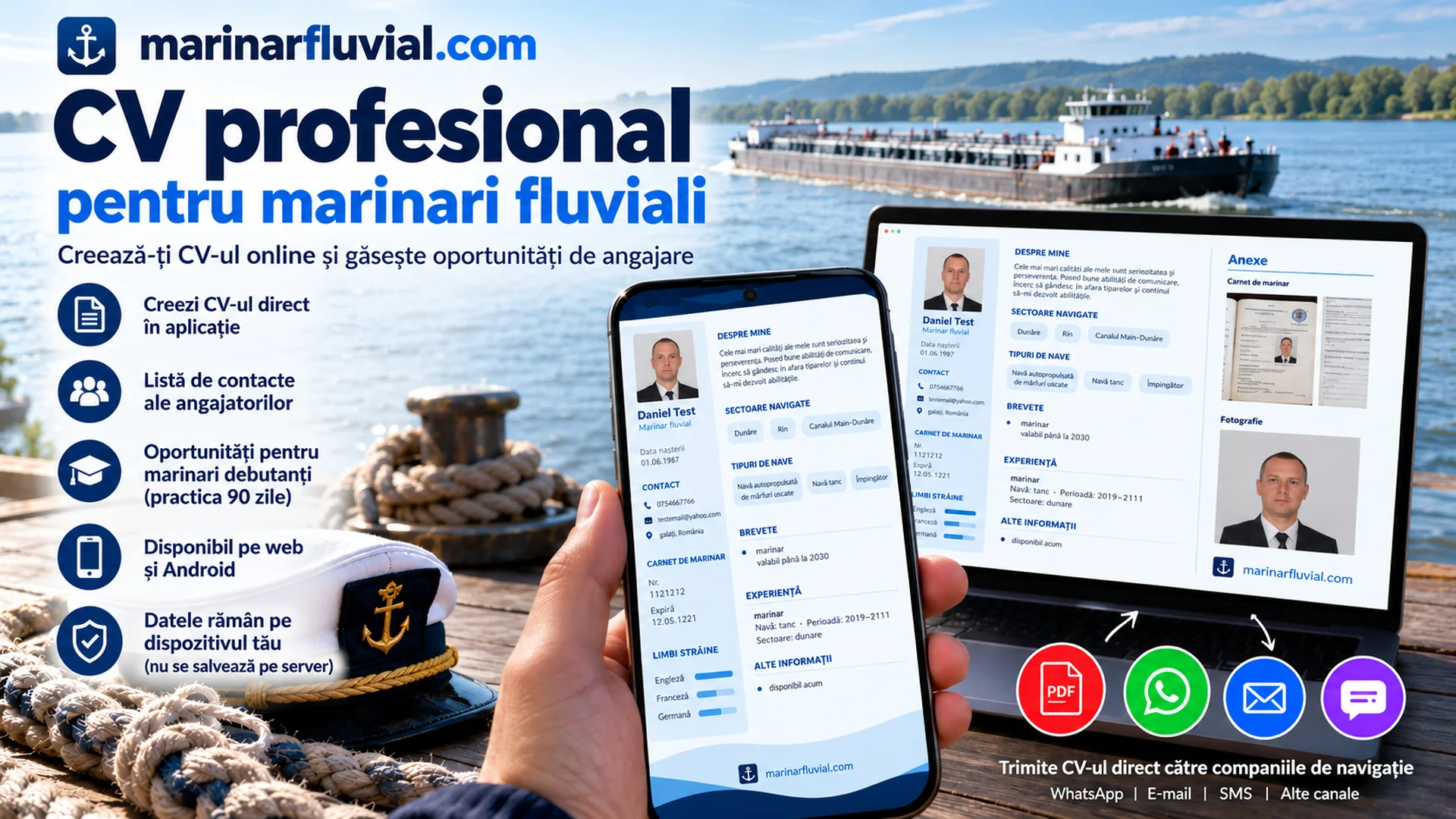 CV profesional pentru marinari fluviali – creează-ți CV-ul online
