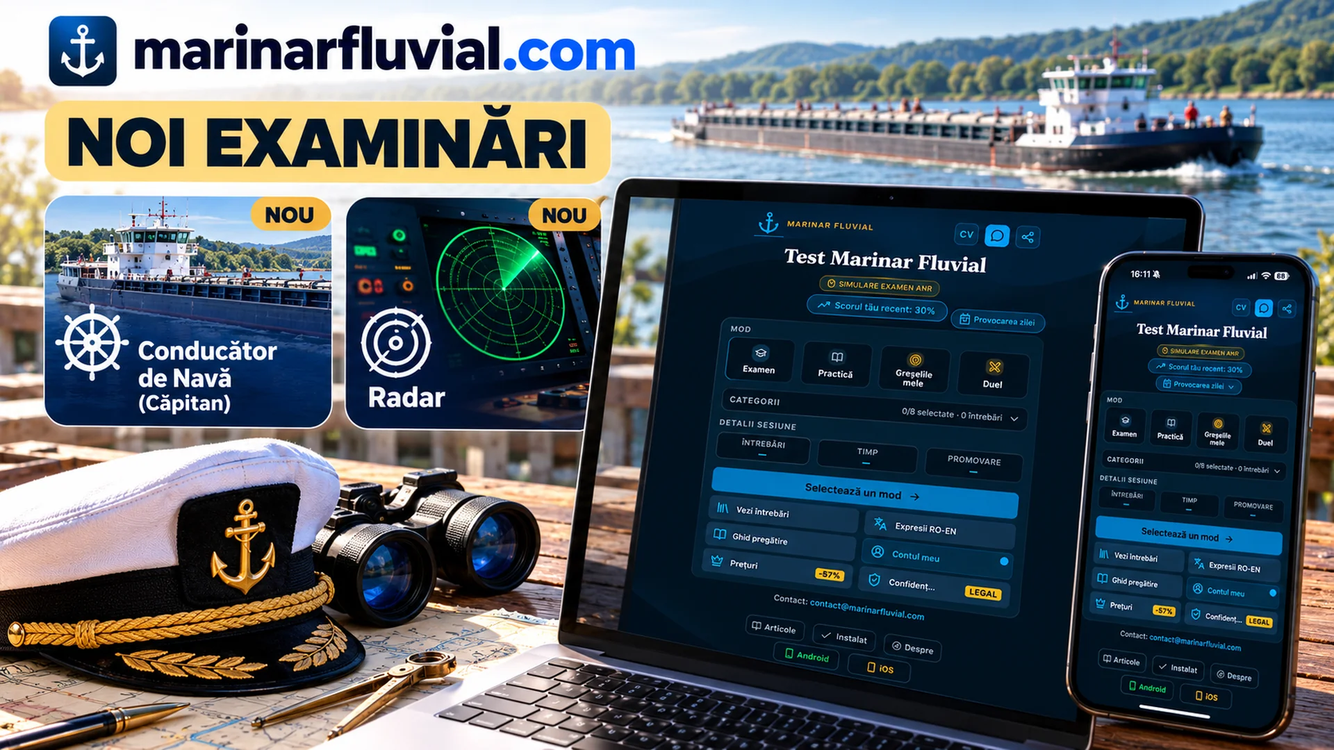 Noi examinări pe Marinar Fluvial: Conducător de Navă și Radar