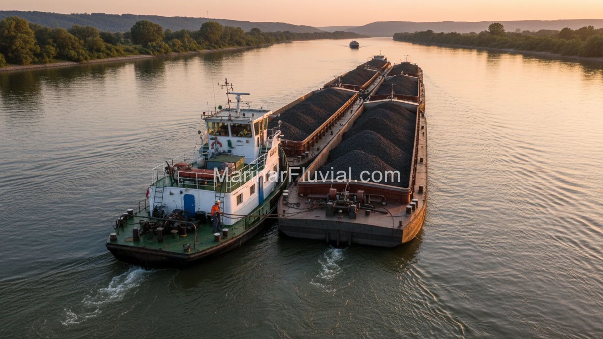 Navigația unui convoi fluvial: împingătoare, barje, comunicare radio și manevre pe Dunăre Navigația unui convoi fluvial: împingătoare, barje, comunicare radio și manevre pe Dunăre